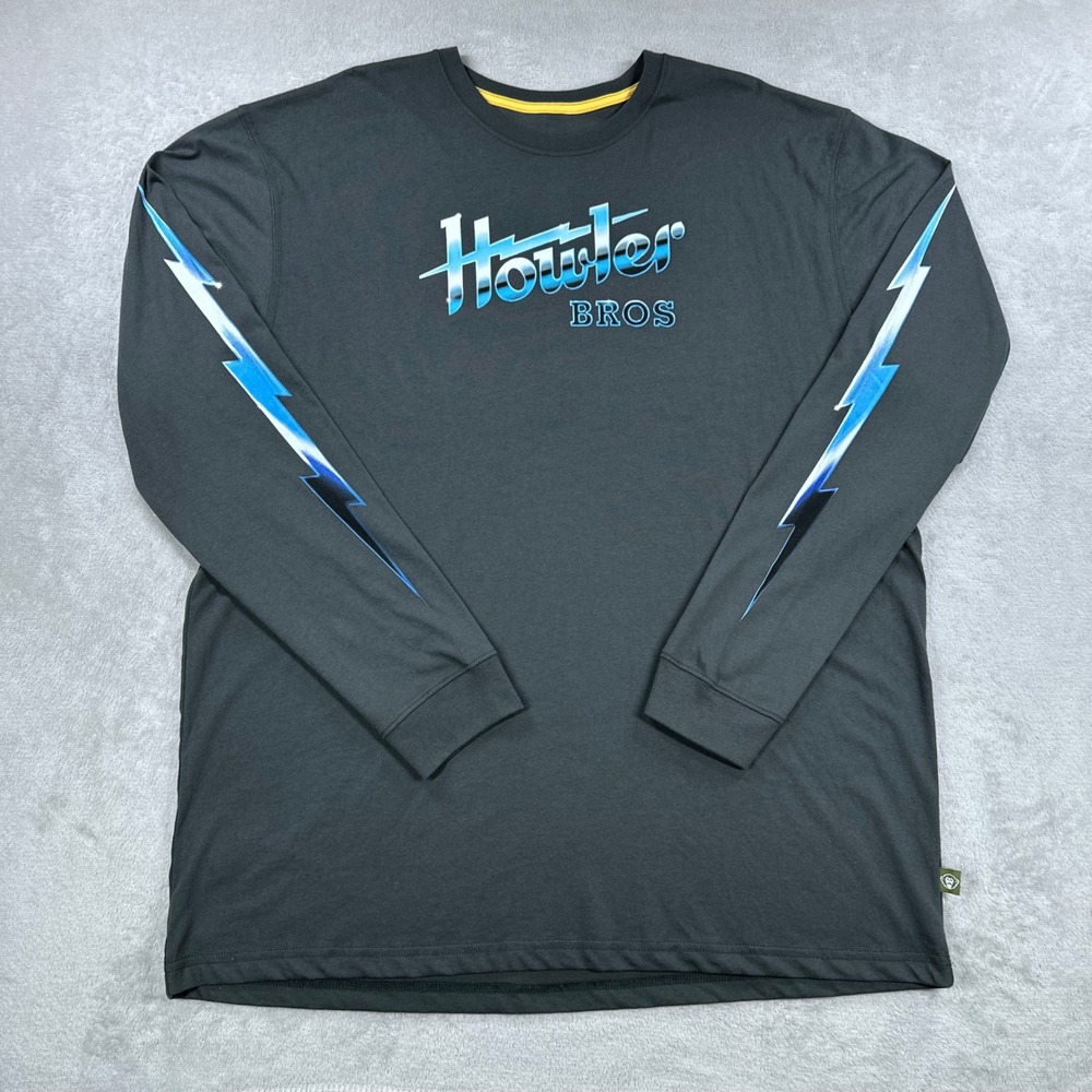 Howler Bros T-Shirt Mens XXL Gray Long Sleeve Graphic Lightning Bolt Tee Outdoor